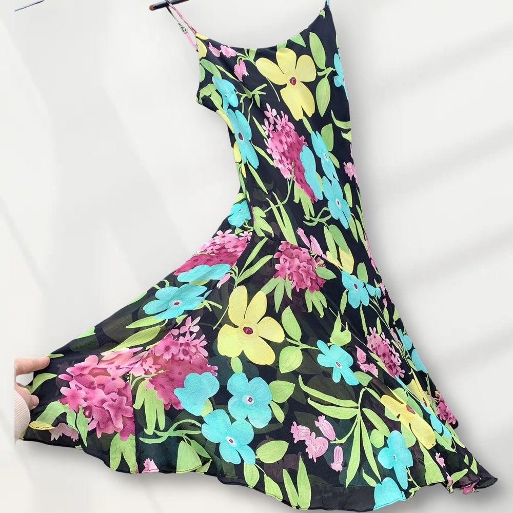 NWOT 100% Silk Floral Elegant Lightweight Lined Nine West Maxi Tank Dress 8